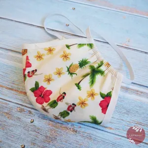 Hawaiian Face Mask • Cream Hula Girl   Trim