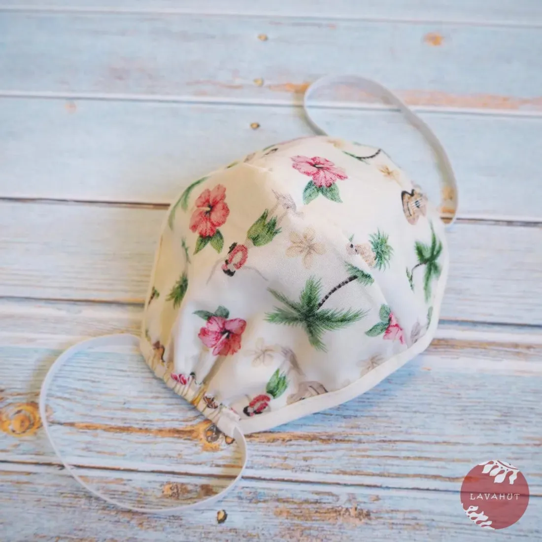 Hawaiian Face Mask • Cream Hula Girl   Trim