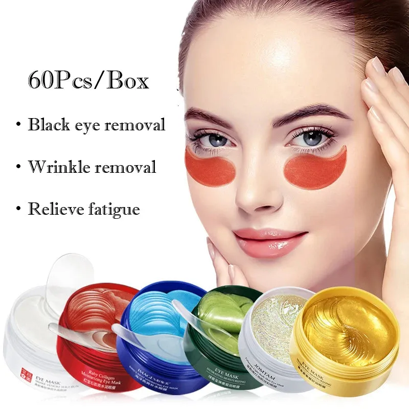 HydraFirm Eye Patches: 60pcs Gold Collagen Eye Mask for Moisturizing, Anti-Dark Circles, Eye Bag Removal & Firming Treatment