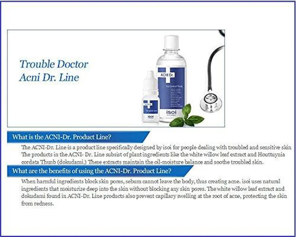 isoi ACNI Dr. 1st Control Tonic 130ml - natural moisturizing toner, for acne-prone and sensitive skin