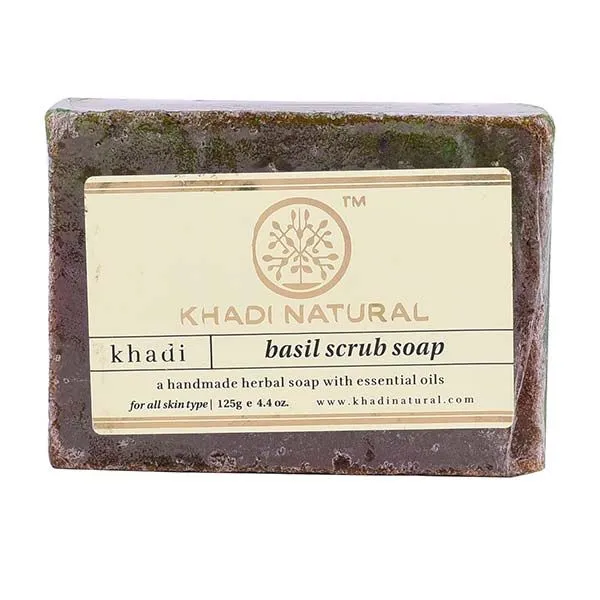 Khadi Natural Herbal Basil Scrub Soap 125g