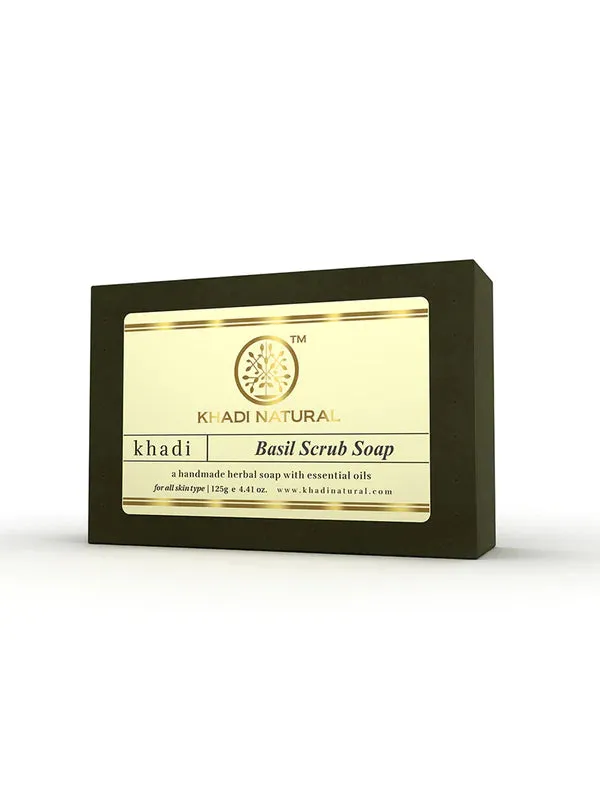 Khadi Natural Herbal Basil Scrub Soap 125g