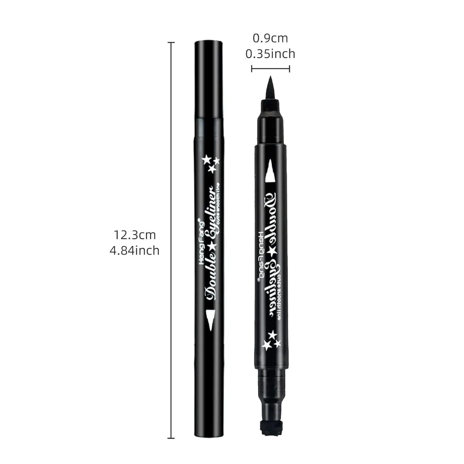 LAMUSELAND Eyeliner Stamp Wingliner, Waterproof Smudgeproof Liquid Eye Liner Gel Pen Set, Long Lasting Heart Black Thin Double Ended Pencil Makeup Tools for Women (B Moon)