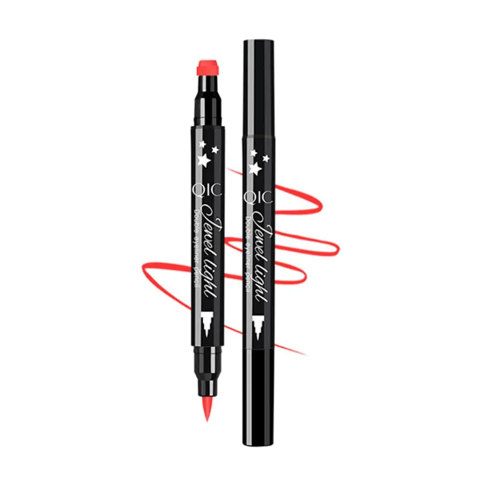 LAMUSELAND Eyeliner Stamp Wingliner, Waterproof Smudgeproof Liquid Eye Liner Gel Pen Set, Long Lasting Heart Black Thin Double Ended Pencil Makeup Tools for Women (Red Star)