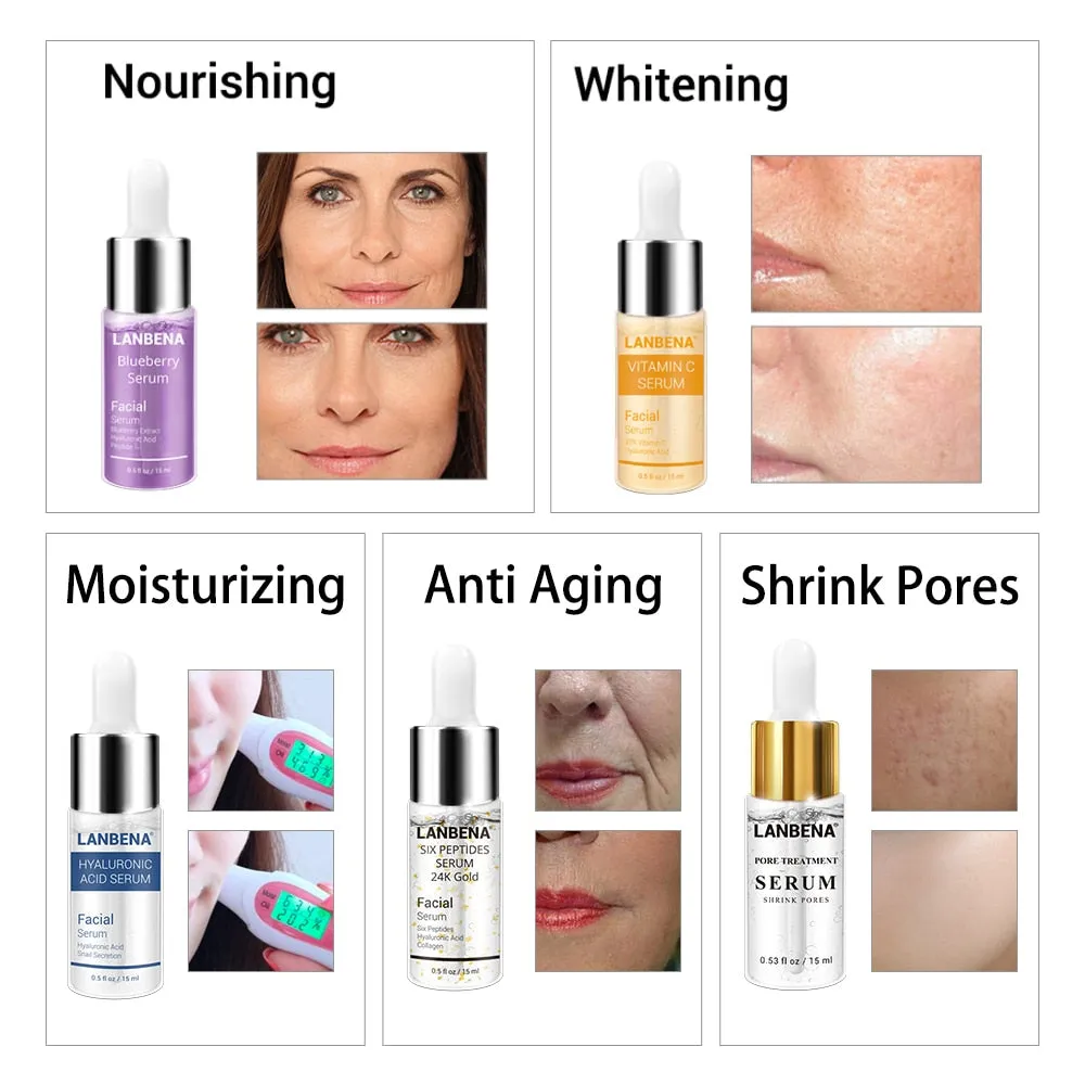 LANBENA Hyaluronic Acid Serum Blackhead Removing Moisturizing Acne Treatment Skin Care Repair Whitening AntiAnging Winkles 15ml