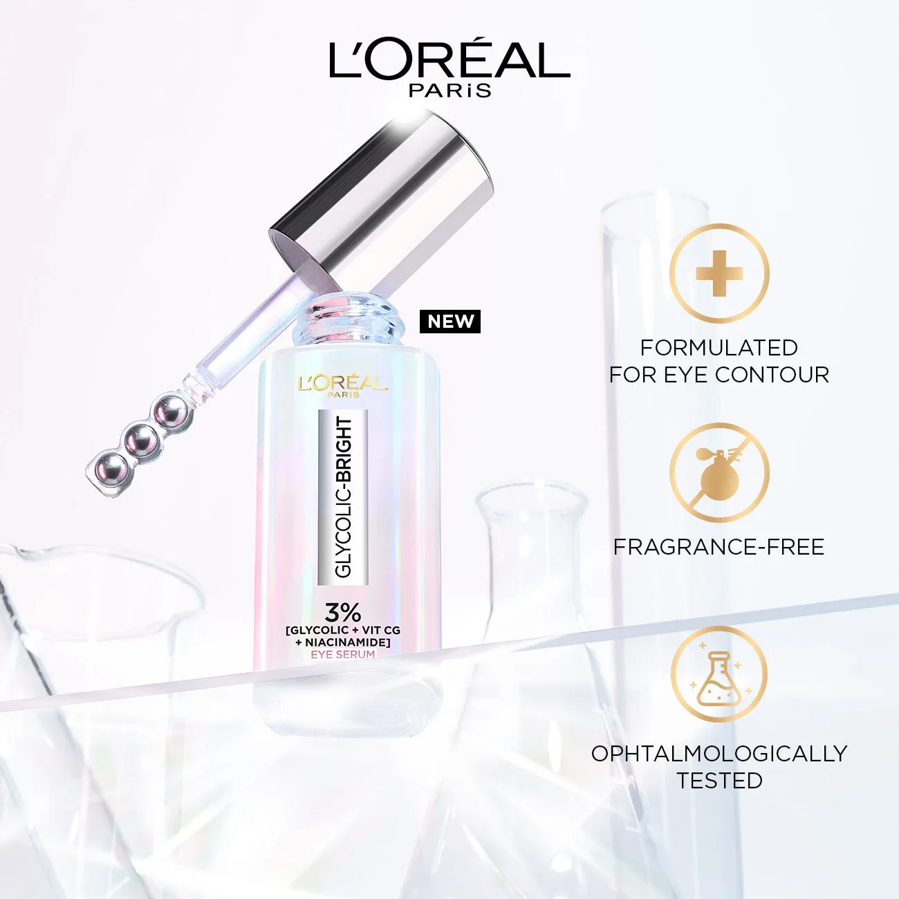 L'Oreal Paris Glycolic Bright Eye Serum with 3% Glycolic Acid    Vitamin CG   Niacinamide 20ML