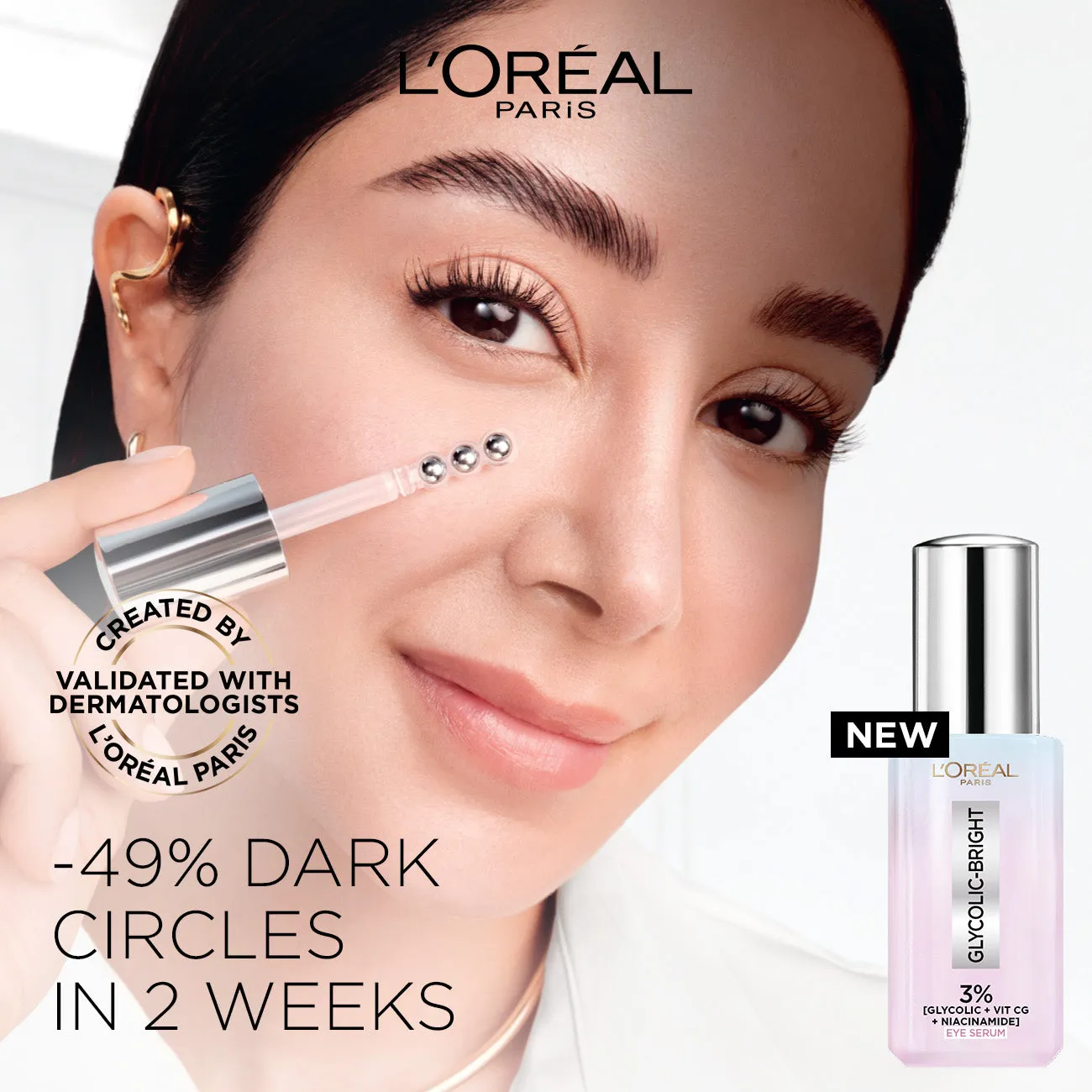 L'Oreal Paris Glycolic Bright Eye Serum with 3% Glycolic Acid    Vitamin CG   Niacinamide 20ML