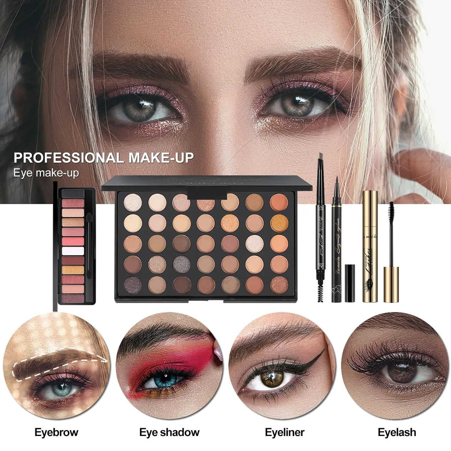 M All In One Full Makeup Kit,Multipurpose Women's Makeup Sets,Beginners and Professionals Alike,Easy to Carry (Black)