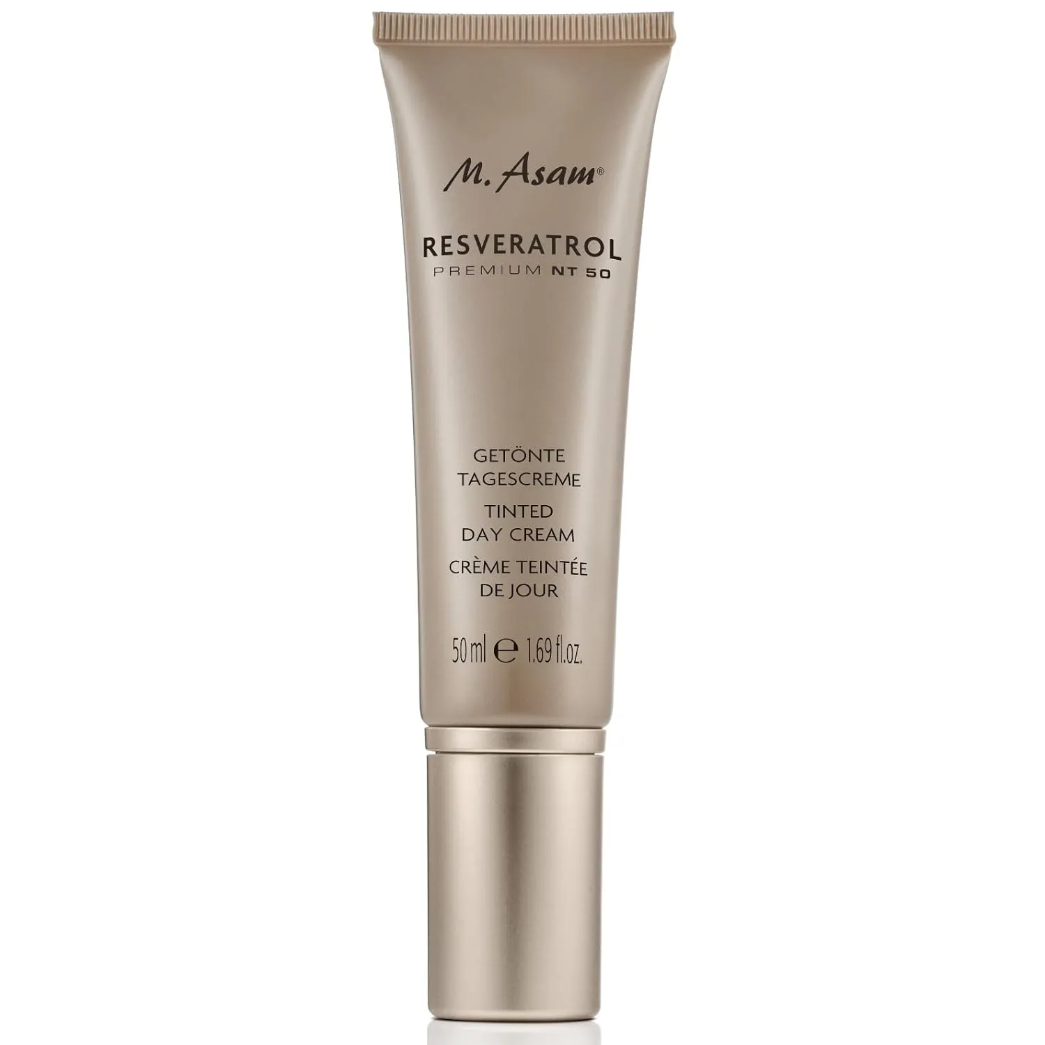 M. Asam RESVERATROL PREMIUM NT50 Tinted Day Cream (1.69 Fl Oz)  With Hyaluronic Acid, Anti-Aging Face Cream for Women, Lightweight Makeup & Moisturiser Cream in One, Vegan Skin Care