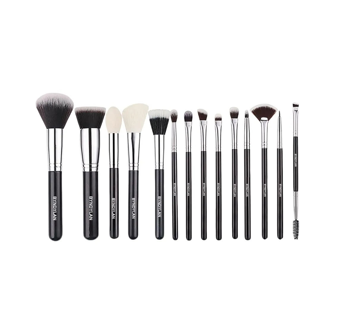 Make Up Brushes-14Pieces Black Makeup Brushes Set, Powder, Contour, Eyeshadow Brushes, Eyeliner, Eye Blending, Concealer, Nose Contour, Stippling