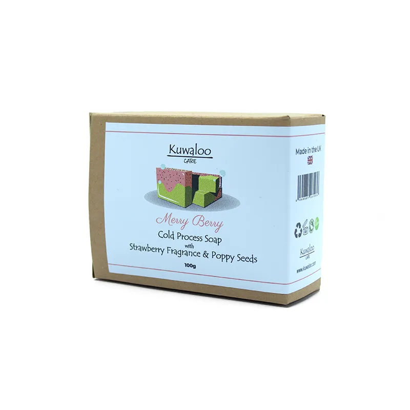 'Merry Berry' Organic Vegan Soap 100g - Strawberry Fragance & Poppy Seeds