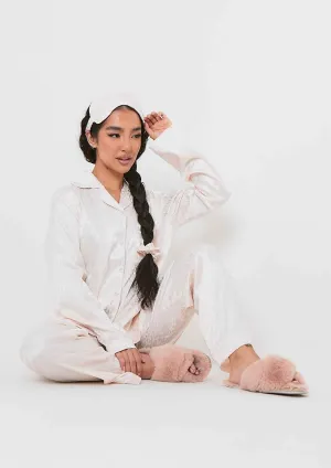Mimi Cream Leopard Jacquard Print 4 Piece Printed Pyjama Set