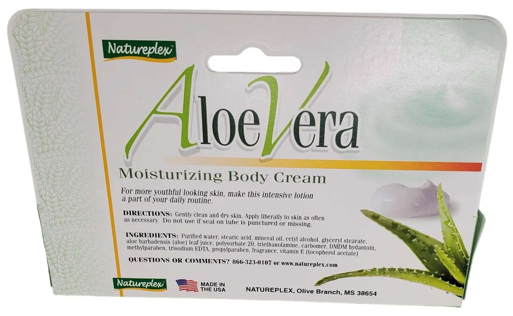Natureplex Aloe Vera Moisturizing Body Cream 1.5oz