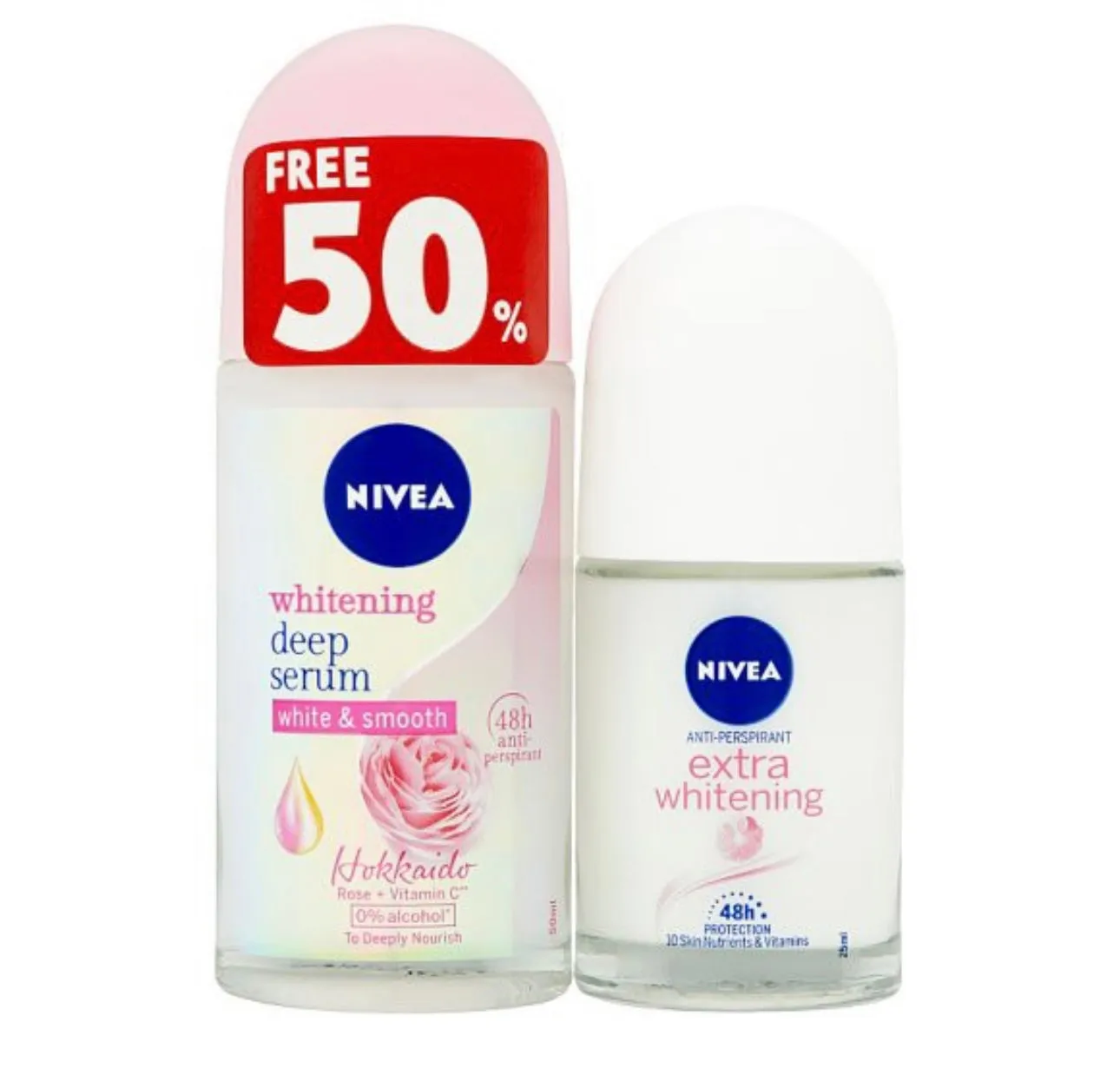 Nivea Brightening Deep Serum 50ml   Extra Brightening Roll On Deodorant 25ml