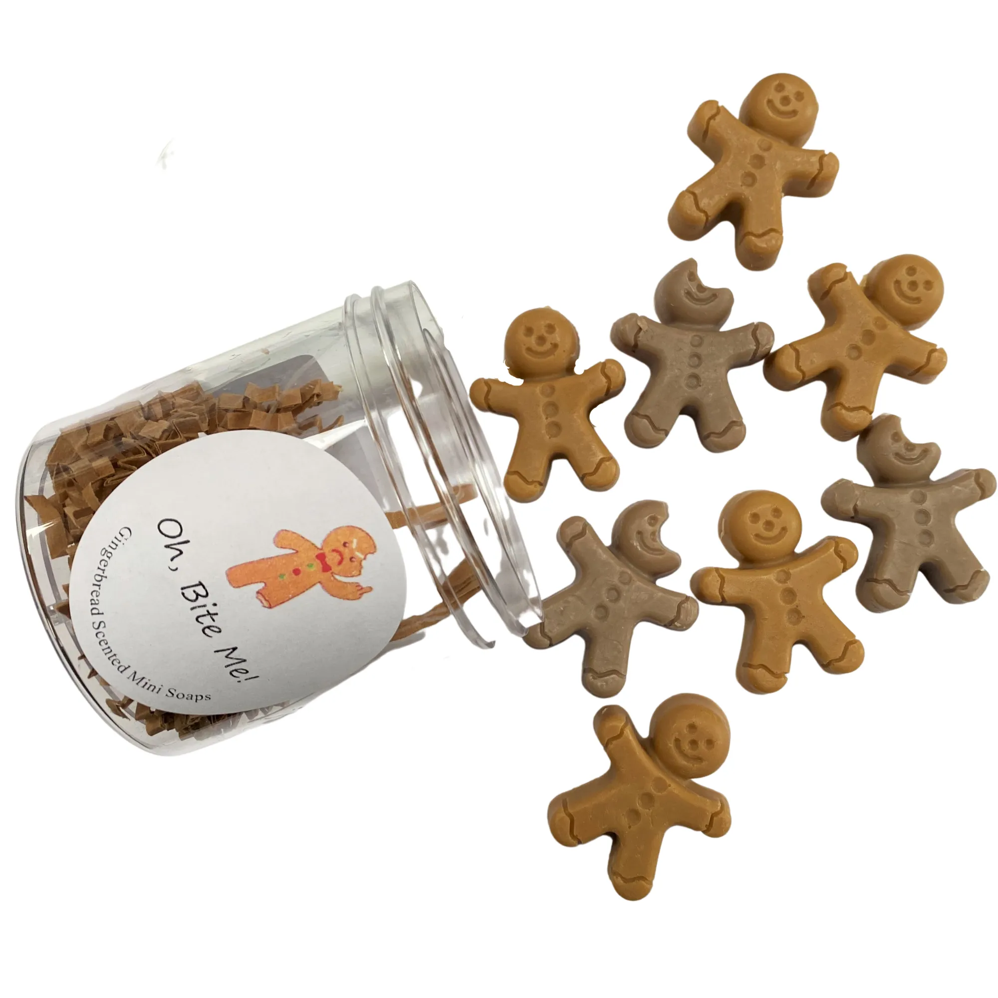 Oh Bite me Angry gingerbread boy Soap Jar Christmas 4 ounce stocking stuffers funny gift
