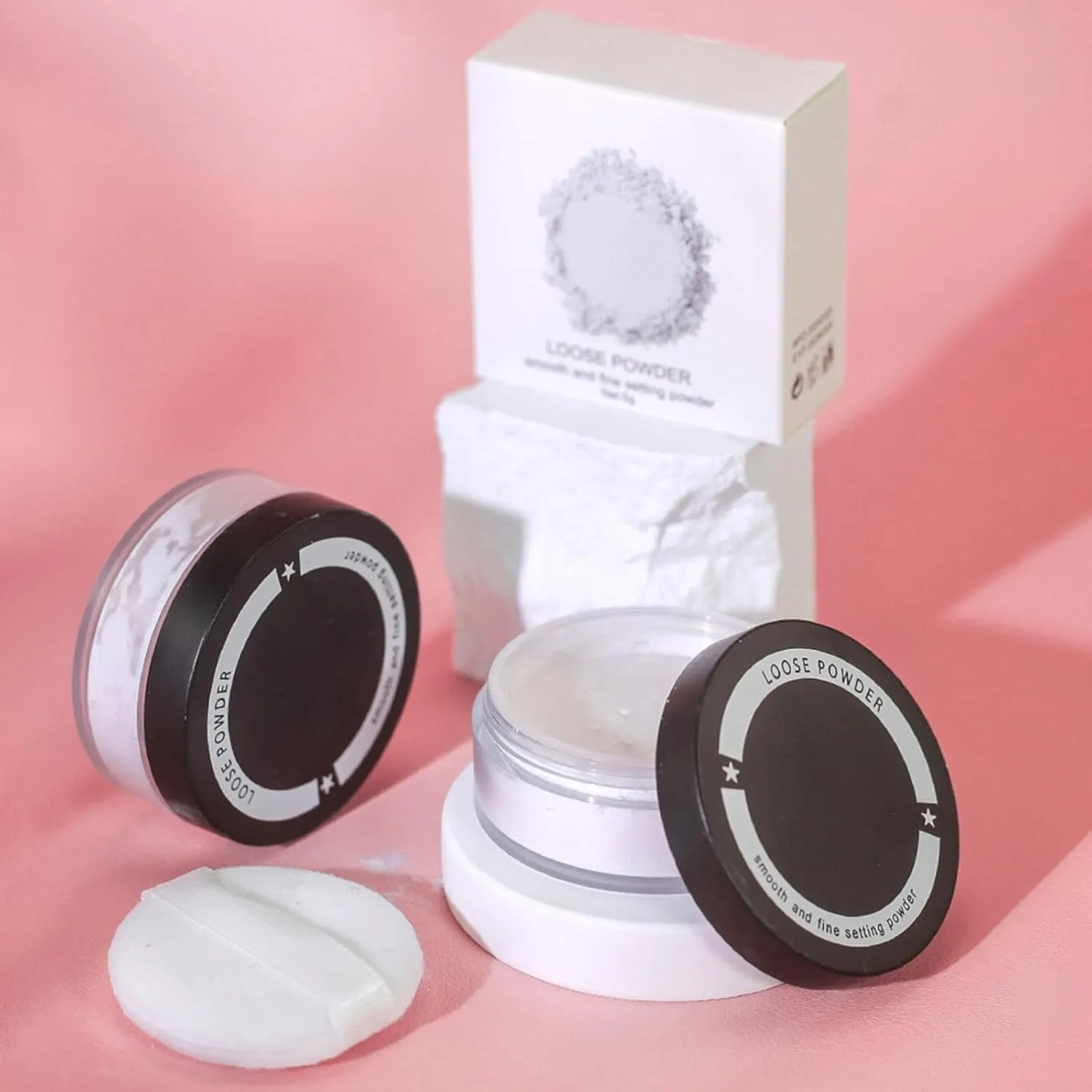 Oil Control Pressed Powder,Perfection Compact Powder,Long Lasting Finishing Powder Makeup Lightweight,Vegan (Black, One Size)