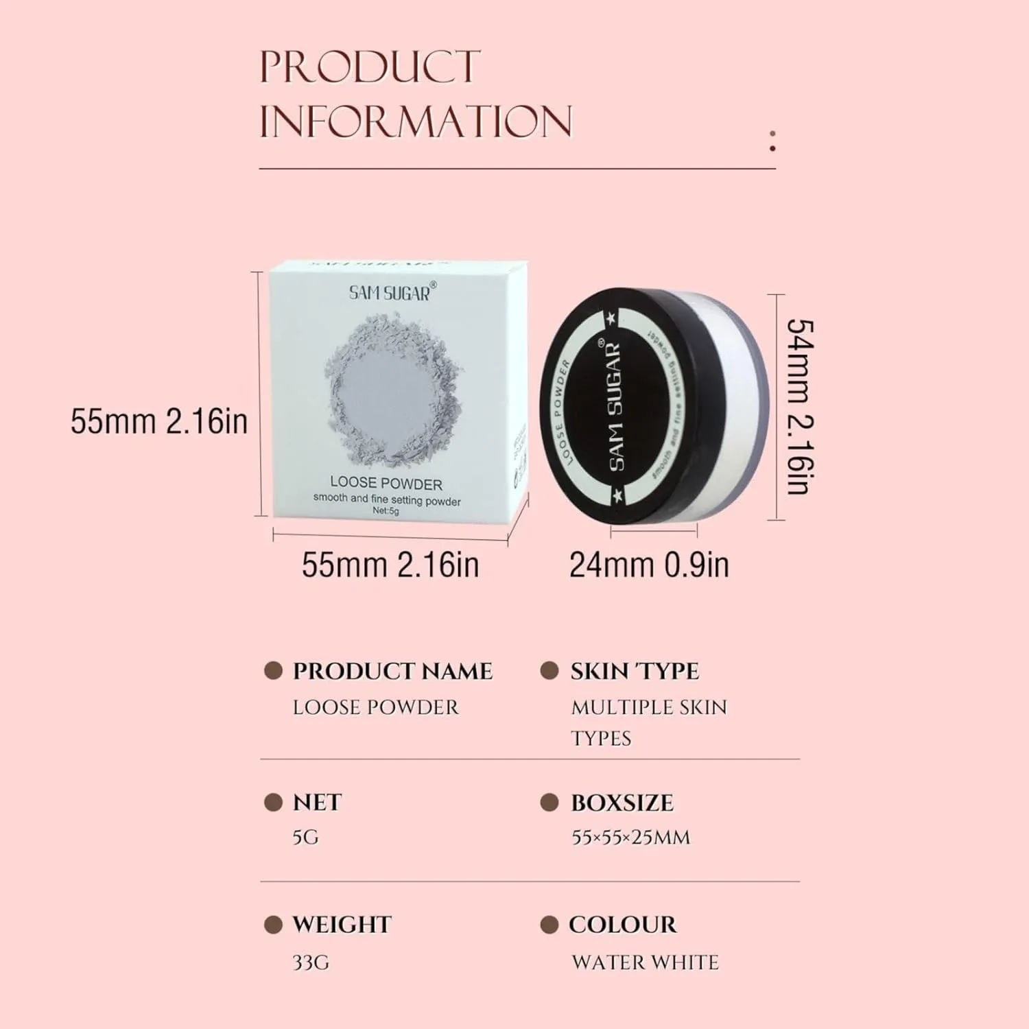 Oil Control Pressed Powder,Perfection Compact Powder,Long Lasting Finishing Powder Makeup Lightweight,Vegan (Black, One Size)