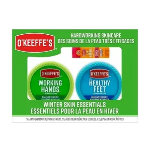 O'Keeffe's Giftbox Including Lip Repair with Cherry and Vitamin E Oil Stick, Working Hands Jar and Healthy Feet Jar
