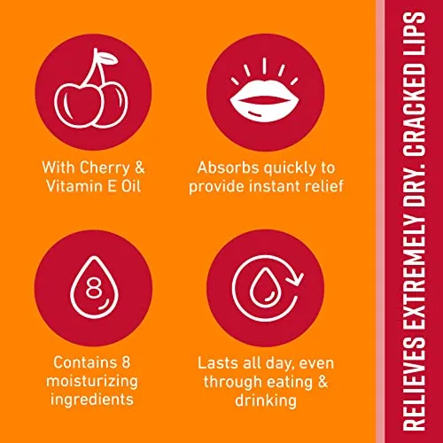 O'Keeffe's Ultra Hydrating Cherry Lip Repair Lip Balm, Relieves Extremely Dry Cracked Lips, All Day Moisture, Stick, (Pack of 1), 109542