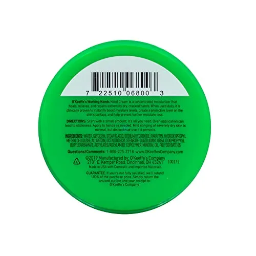 O'Keeffe's Working Hands Hand Cream, Heals, Relieves and Repairs Extremely Dry, Cracked Hands, Boosts Moisture Levels, Value Jar 6.8oz/192g, (Pack of 1) K1680004
