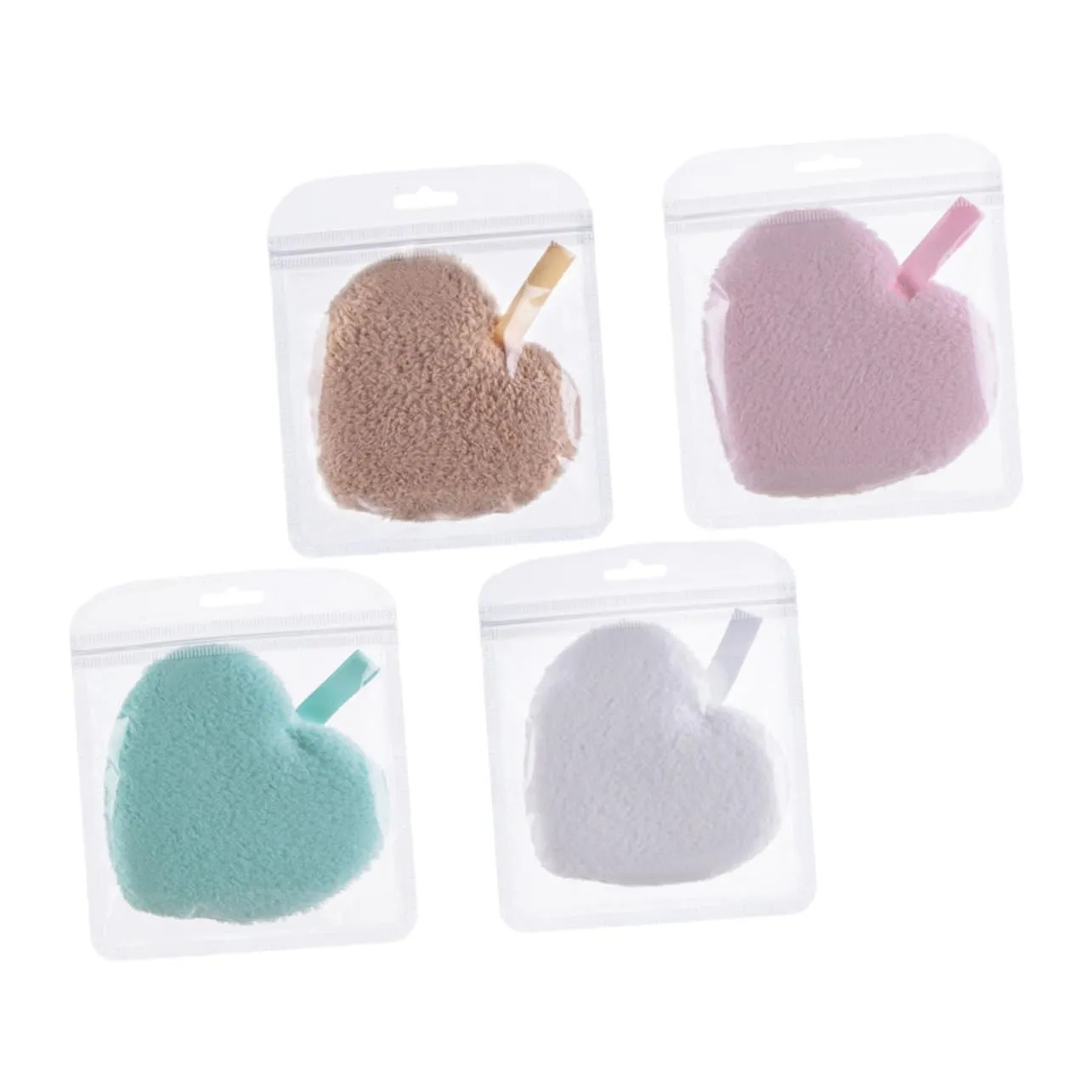 PartyKindom 4Pcs Heart Shaped Reusable Makeup Pads Soft Cleansing for Gentle Exfoliation and Skin Care for Deep Cleaning Pores and Makeup Removal