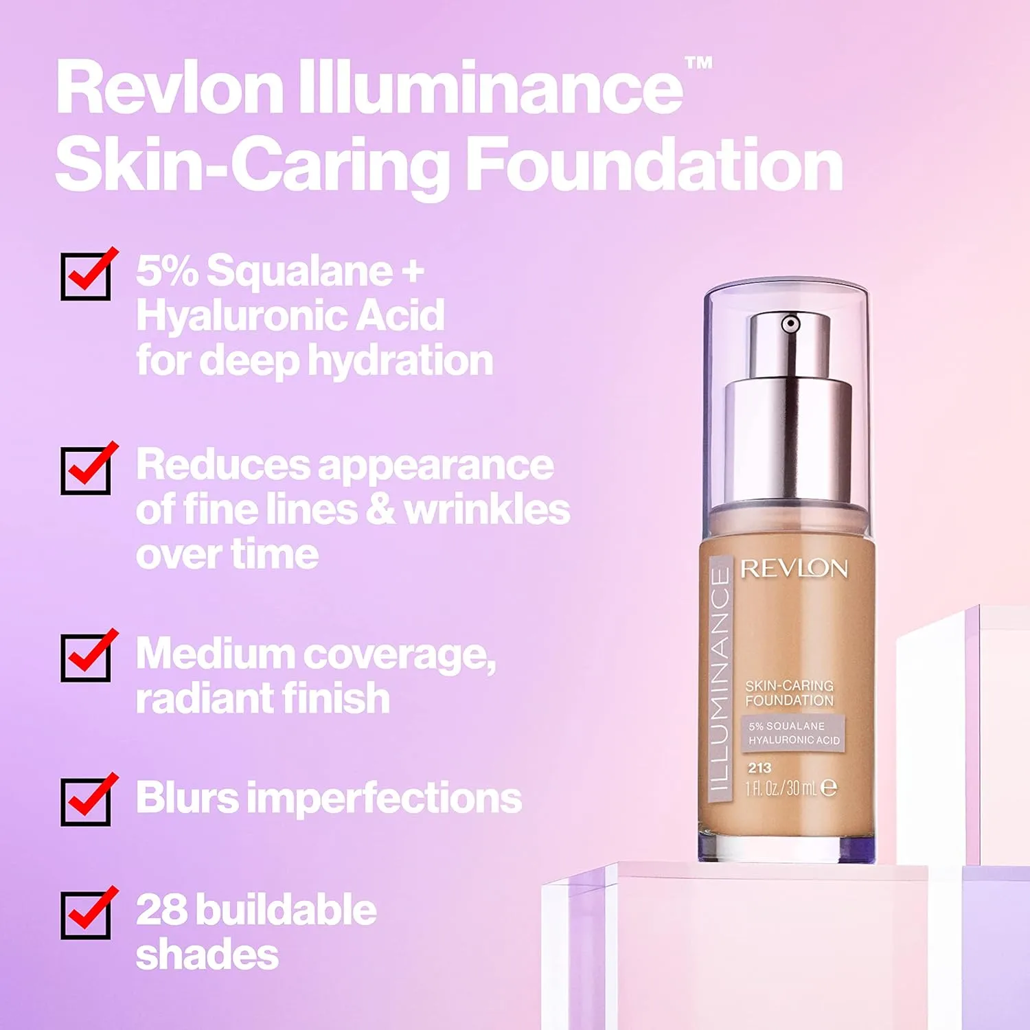 Revlon Illuminance Skin-Caring Liquid Foundation, Hyaluronic Acid, Hydrating and Nourishing Formula with Medium Coverage, 217 Beige, 1 fl oz