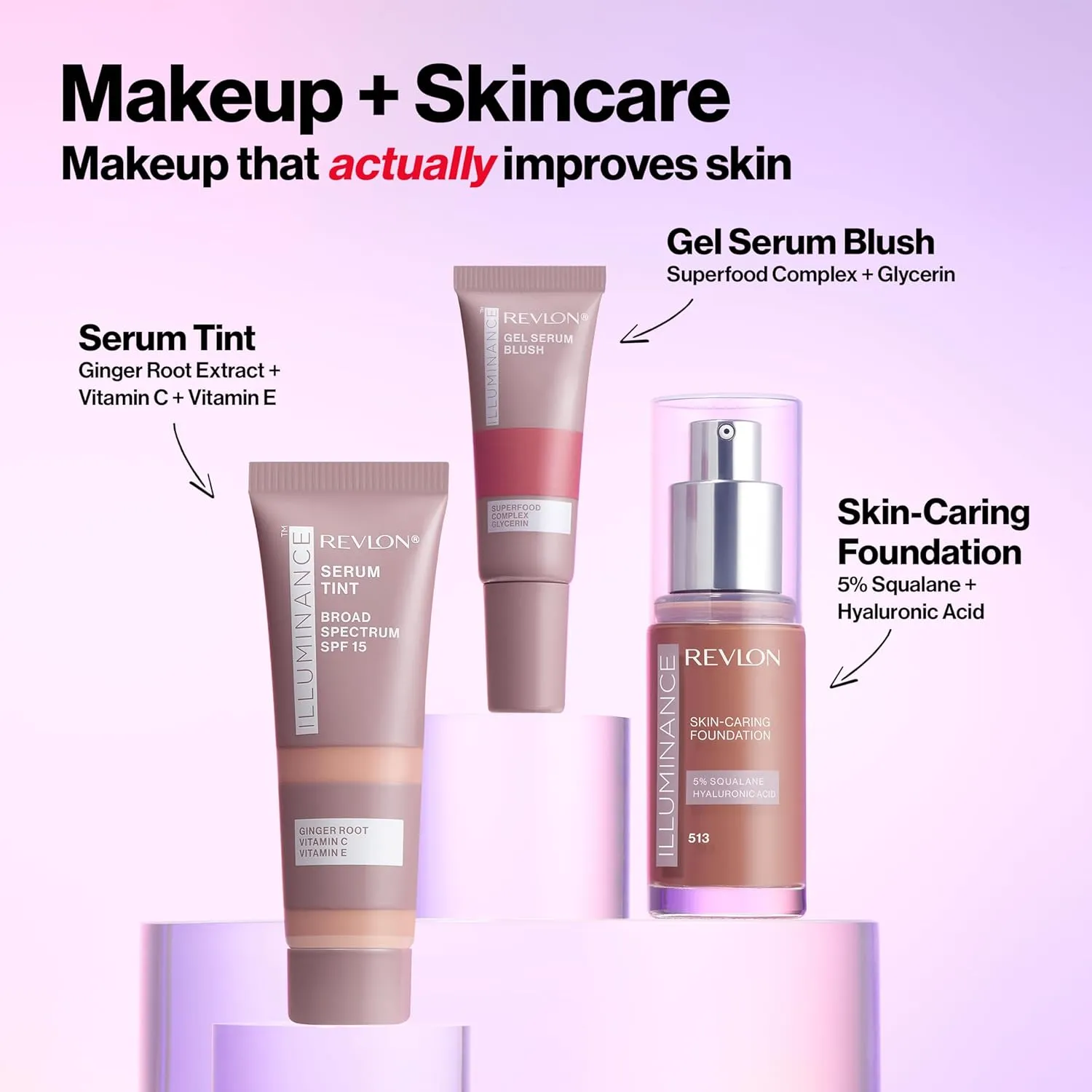 Revlon Illuminance Tinted Serum, Triple Hyaluronic Acid, Evens Out Skin Tone Over Time and Hydrates All Day, SPF 15, 517 Amber, 0.94 fl oz.