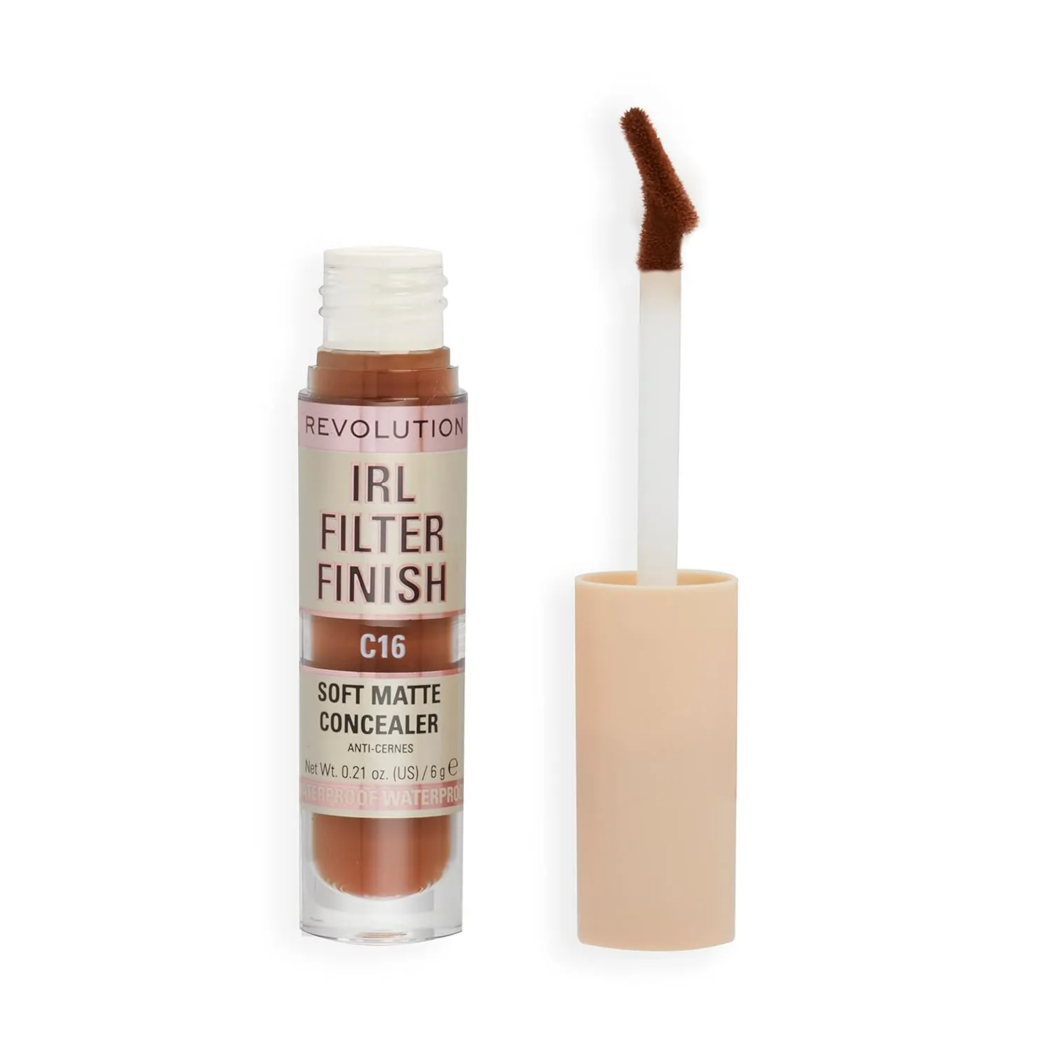 Revolution, IRL Filter Finish Concealer, Full Coverage, Oil-Free, Long-Lasting & Lightweight Formula, Infused with Hyaluronic Acid, Vegan & Cruelty-Free, C16, 0.21 oz