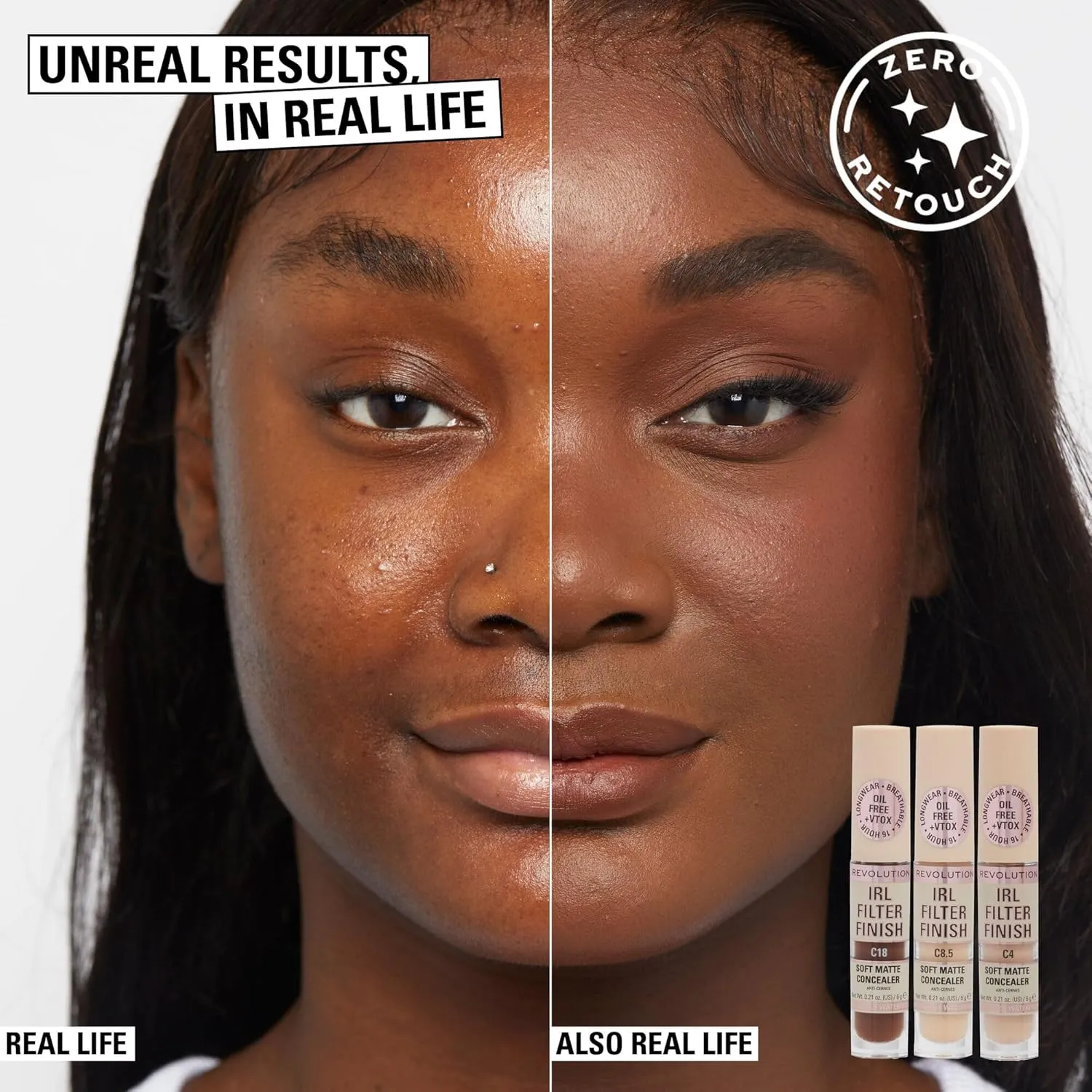 Revolution, IRL Filter Finish Concealer, Full Coverage, Oil-Free, Long-Lasting & Lightweight Formula, Infused with Hyaluronic Acid, Vegan & Cruelty-Free, C16, 0.21 oz