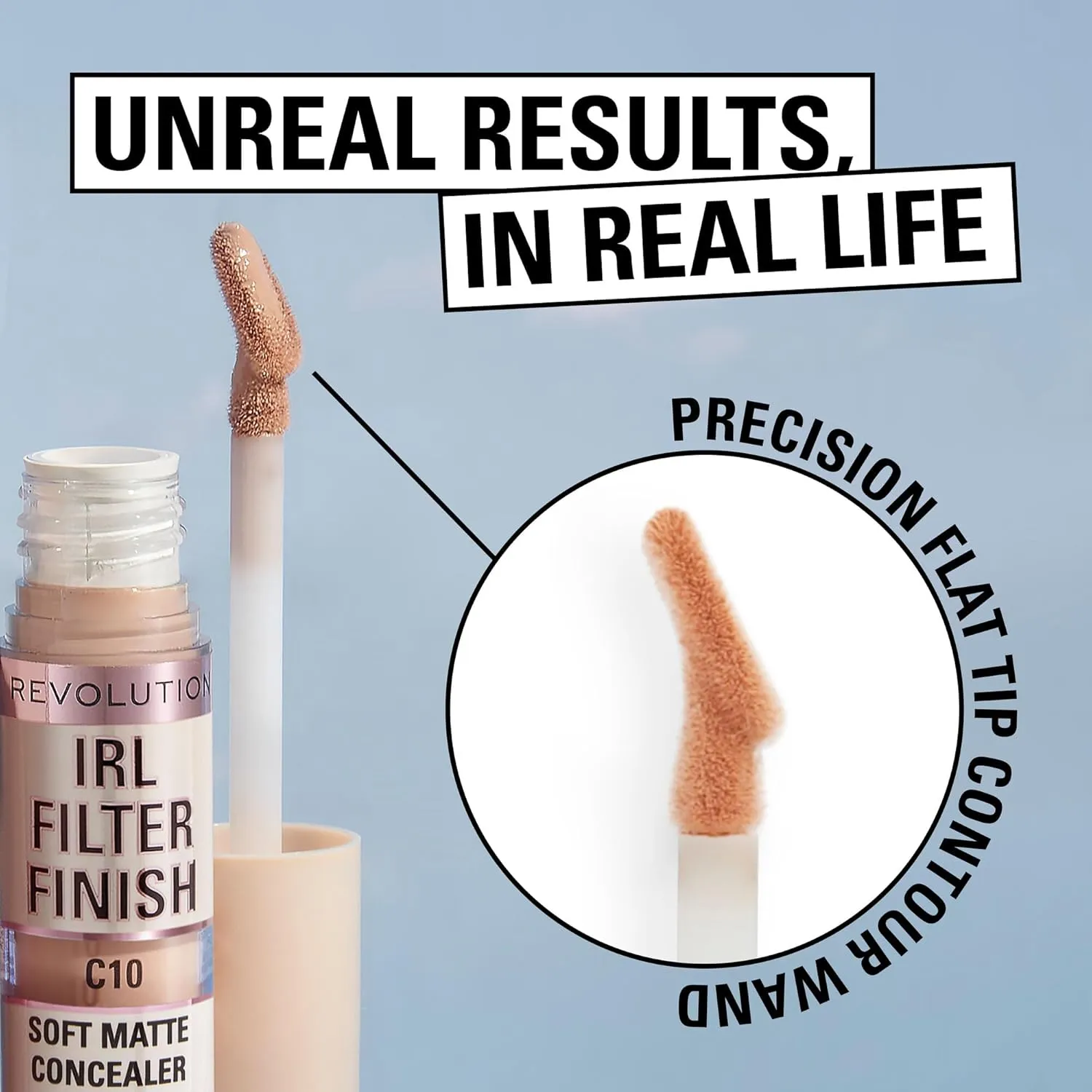Revolution, IRL Filter Finish Concealer, Full Coverage, Oil-Free, Long-Lasting & Lightweight Formula, Infused with Hyaluronic Acid, Vegan & Cruelty-Free, C16, 0.21 oz