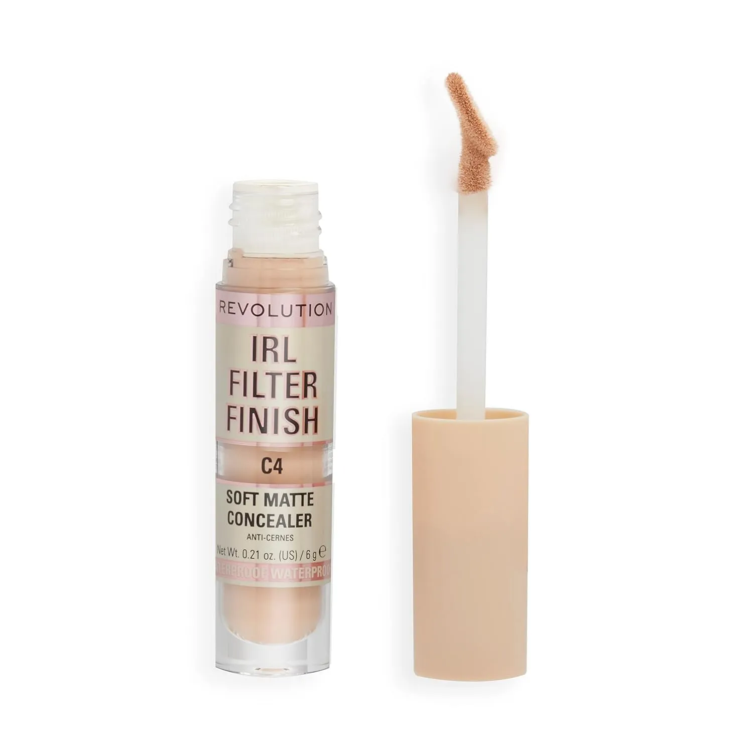 Revolution, IRL Filter Finish Concealer, Full Coverage, Oil-Free, Long-Lasting & Lightweight Formula, Infused with Hyaluronic Acid, Vegan & Cruelty-Free, C4, 0.21 oz