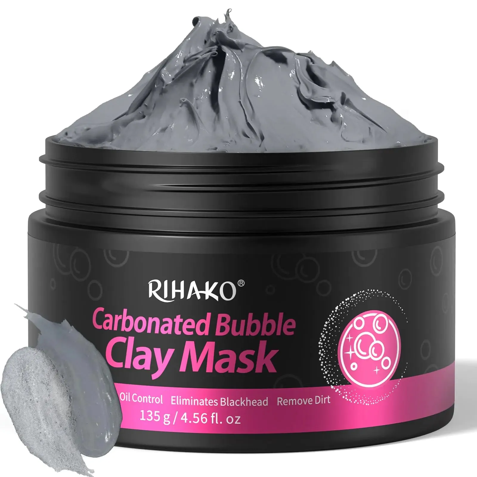 RIHAKO Bubble Carbonated Clay Mask -Bubble Deep Cleansing Face Mask for Blackhead Removal Exfoliation Pore Cleansing Oil Removal Face Detoxification
