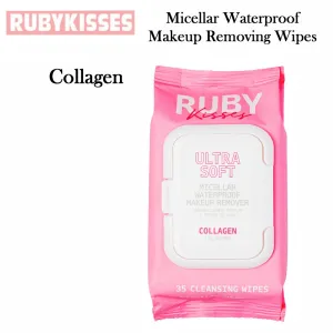 Ruby Kisses Micellar Waterproof Makeup Removing Wipes, Collagen (RMR02D)