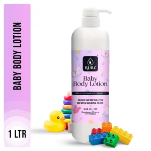 Rubz Baby Body Lotion with Goodness of Cocoa butter & Vitamin-E 1 kg | Bulk Body Lotion 1 Litre | Best for Infants & Kids