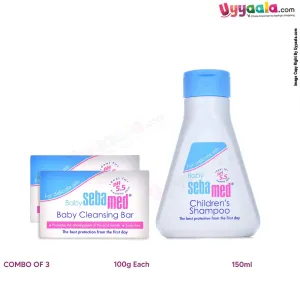 Sebamed Baby Cleansing Bar - 100gms, 2 Pack & Moisturizing Shampoo - 150ml ( Combo Pack )
