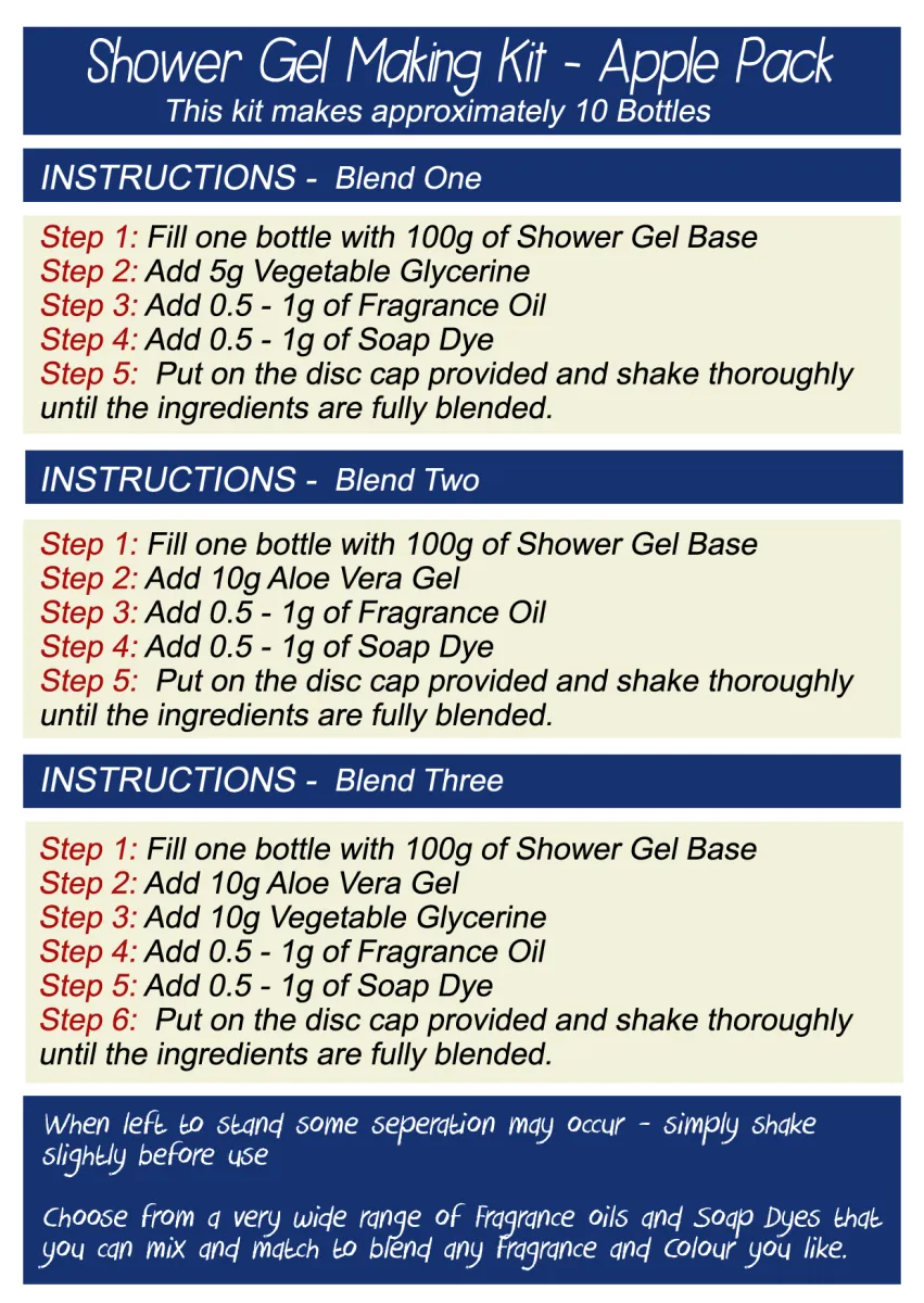 Shower Gel Making Kit - APPLE PACK
