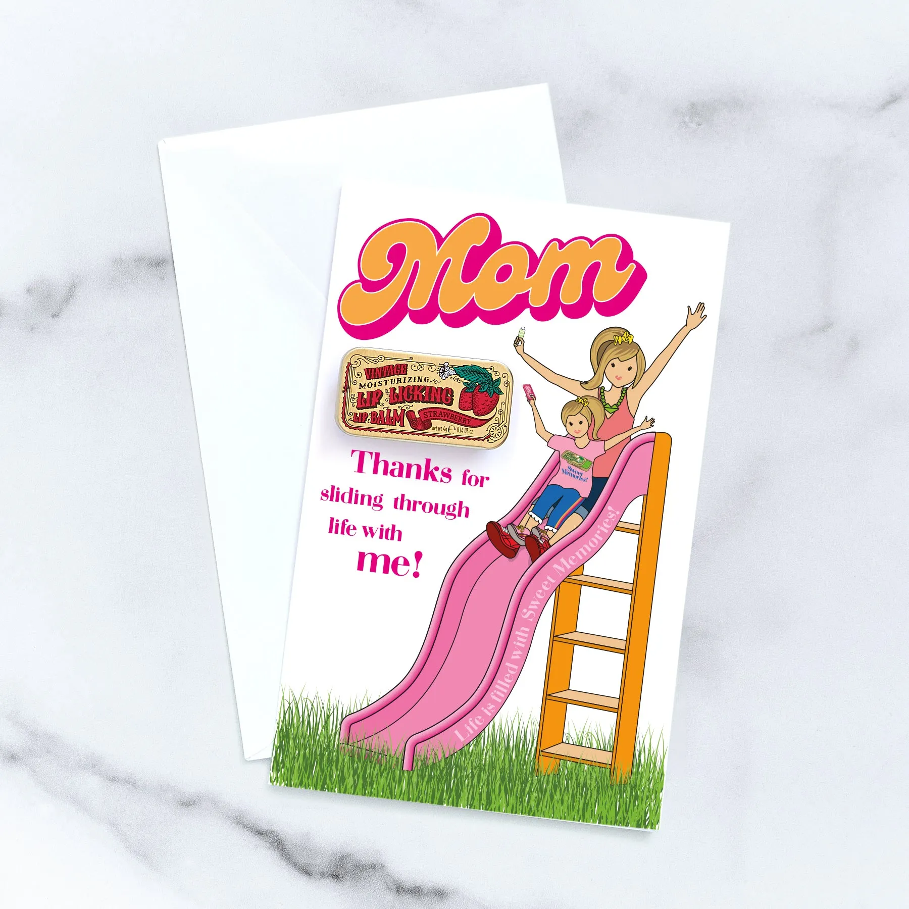 Slider Mom Card - Strawberry Lip Licking Flavored Lip Balm