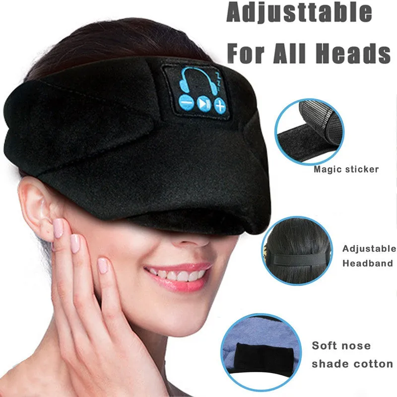 USB Rechargeable Bluetooth 5.0 Fully Shaded Sleeping Eye Mask Hands Free Wireless Call Microphone Music Headset