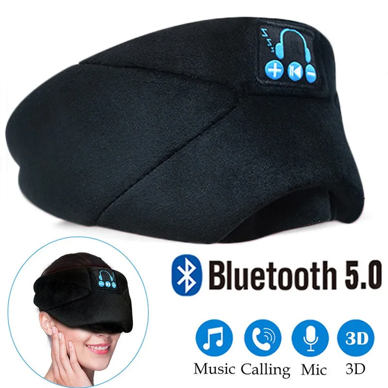 USB Rechargeable Bluetooth 5.0 Fully Shaded Sleeping Eye Mask Hands Free Wireless Call Microphone Music Headset