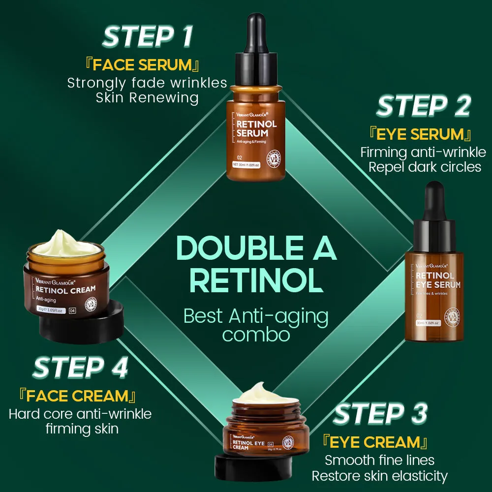 VIBRANT GLAMOUR Double Retinol Sets Vitamin A Anti Aging Whitening 4 Pieces