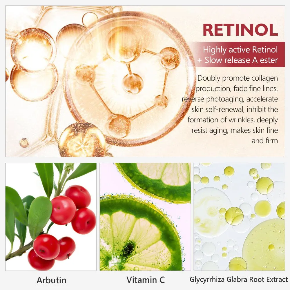 VIBRANT GLAMOUR Double Retinol Sets Vitamin A Anti Aging Whitening 4 Pieces