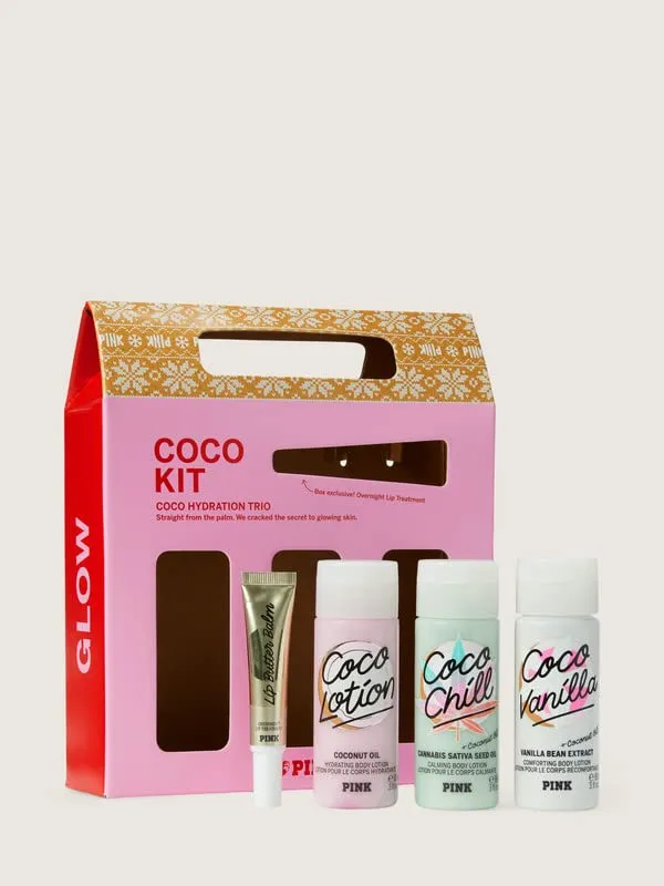 Victoria's Secret PINK Coco Body Care Gift Set: Coco, Coco Chill, Coco Vanilla Mini Lotions & Lip Mask