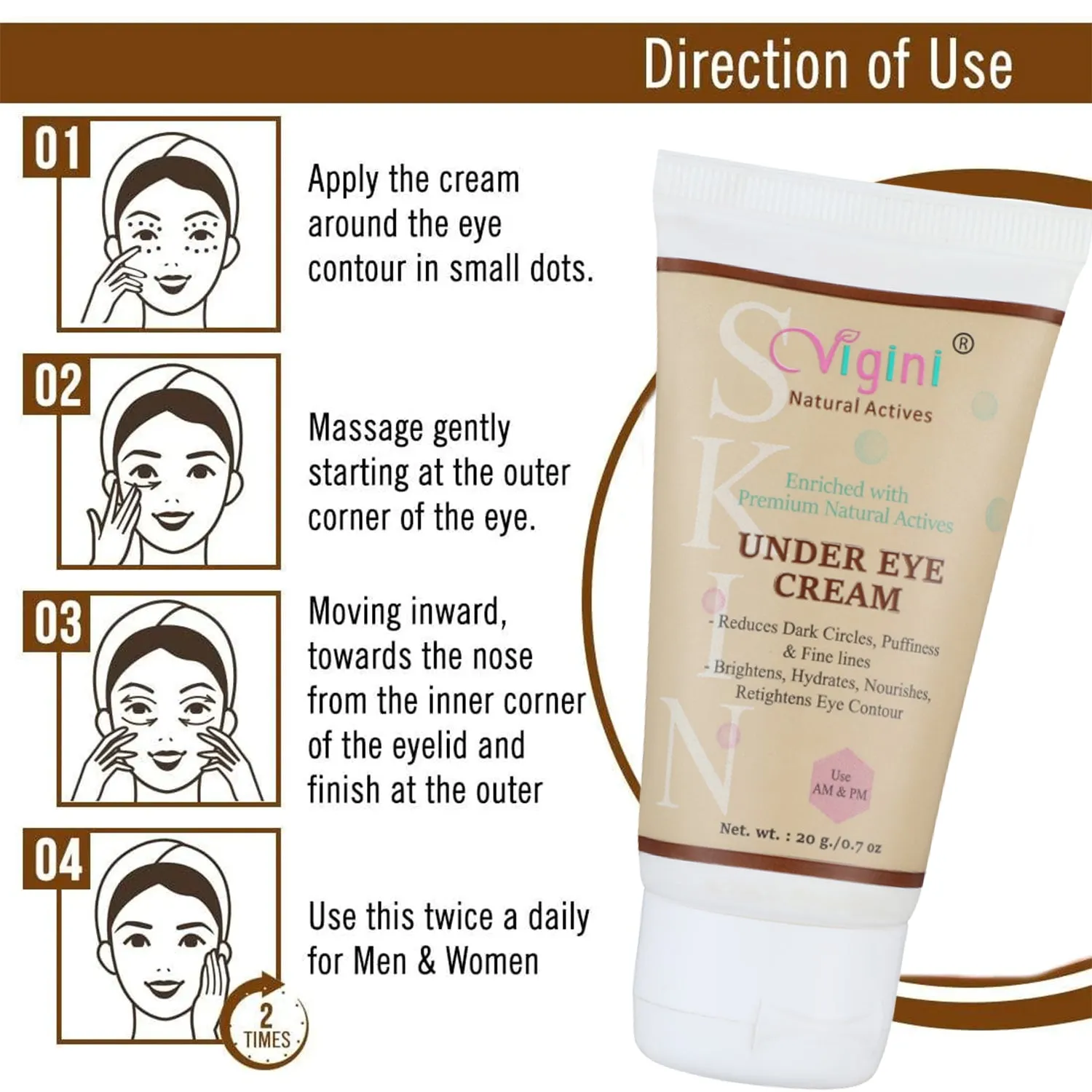 Vigini Under Eye Bye Bye Dark Circle Puffiness Removal Gel Cream 20g