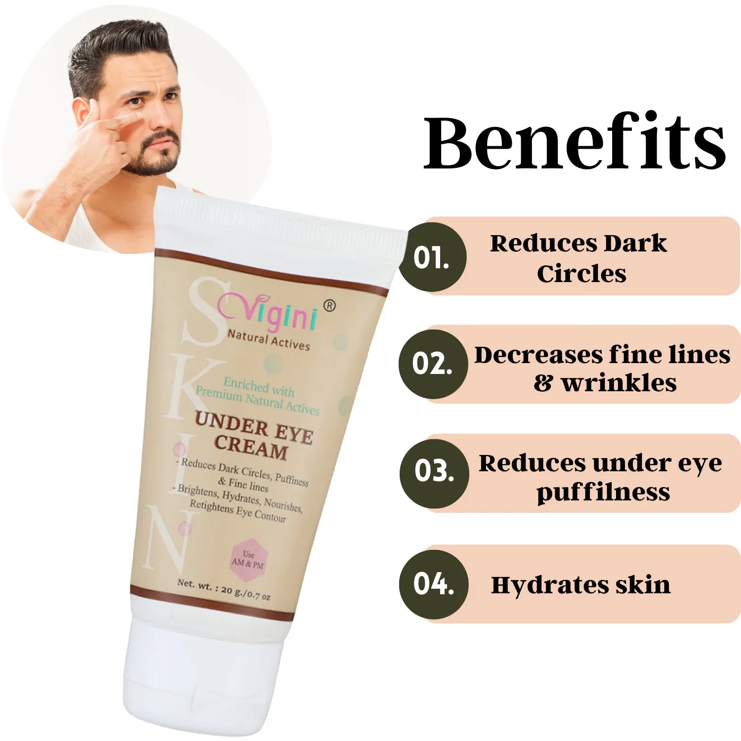 Vigini Under Eye Bye Bye Dark Circle Puffiness Removal Gel Cream 20g