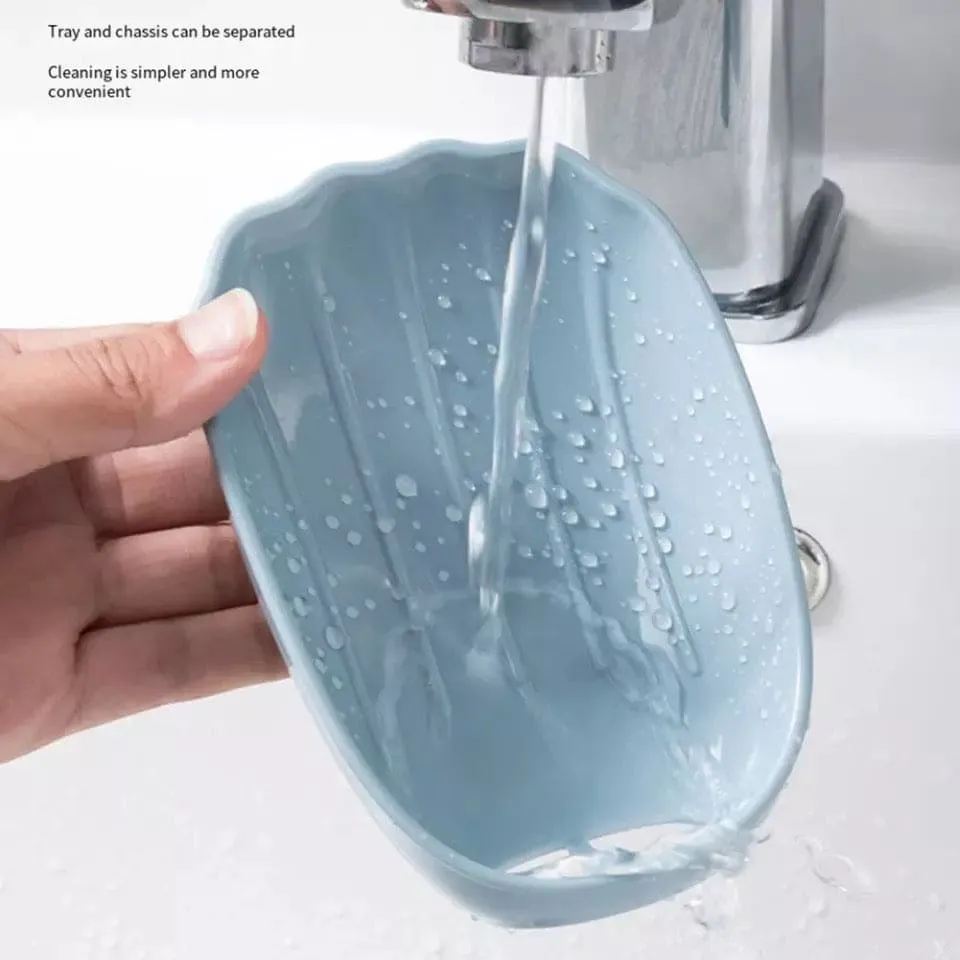 Wall Mounted Sea Shell Soap Holder, Drain Rack Soap Box, Perforated Free Standing Suction Cup, Creative Soap Dish Holder, Self Adhesive Drain Soap Rack, Easy Cleaning Soap Box For Bathroom