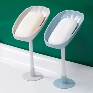 Wall Mounted Sea Shell Soap Holder, Drain Rack Soap Box, Perforated Free Standing Suction Cup, Creative Soap Dish Holder, Self Adhesive Drain Soap Rack, Easy Cleaning Soap Box For Bathroom