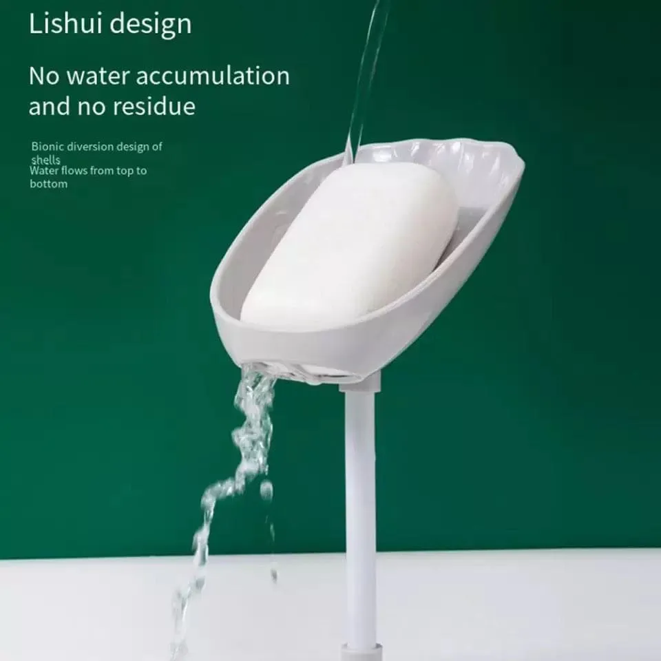 Wall Mounted Sea Shell Soap Holder, Drain Rack Soap Box, Perforated Free Standing Suction Cup, Creative Soap Dish Holder, Self Adhesive Drain Soap Rack, Easy Cleaning Soap Box For Bathroom