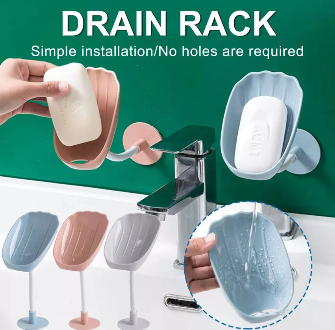 Wall Mounted Sea Shell Soap Holder, Drain Rack Soap Box, Perforated Free Standing Suction Cup, Creative Soap Dish Holder, Self Adhesive Drain Soap Rack, Easy Cleaning Soap Box For Bathroom