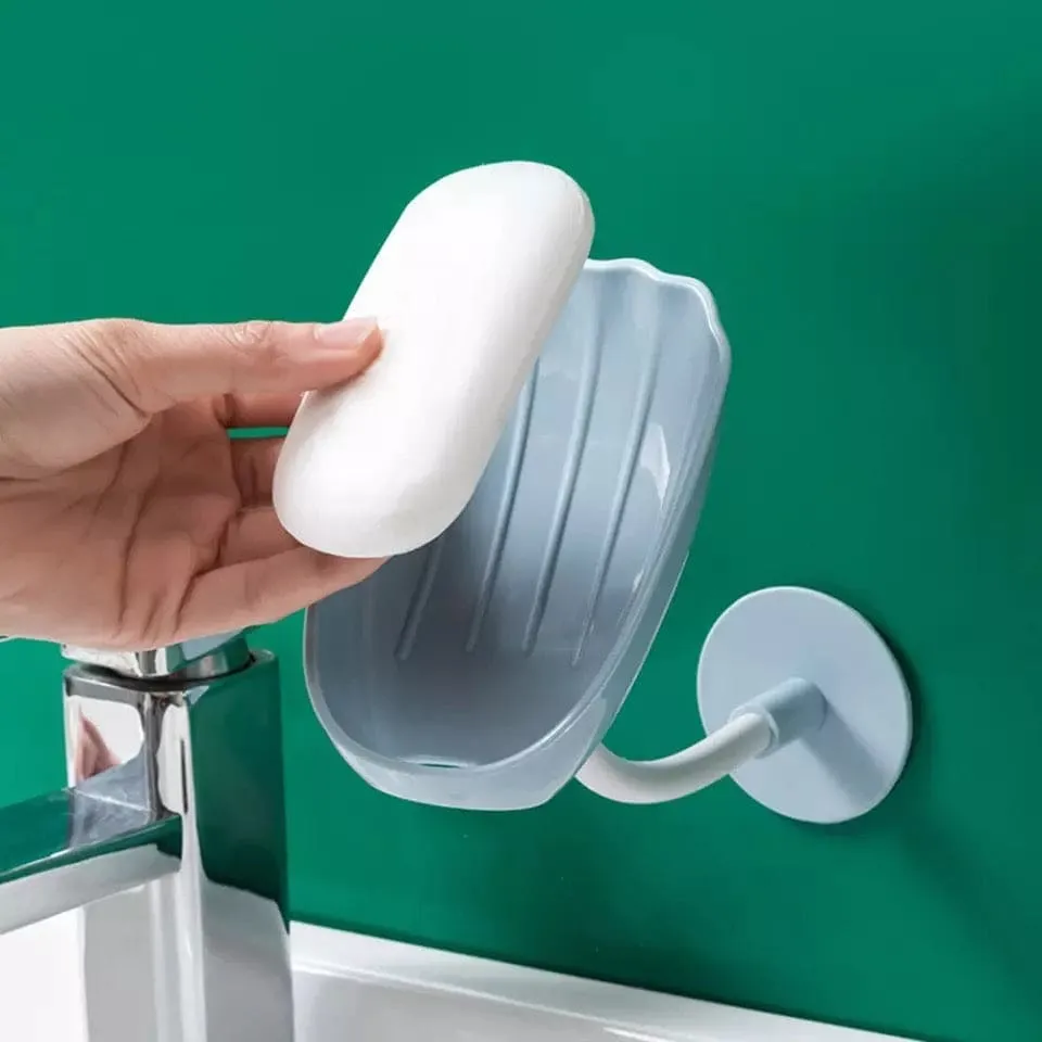 Wall Mounted Sea Shell Soap Holder, Drain Rack Soap Box, Perforated Free Standing Suction Cup, Creative Soap Dish Holder, Self Adhesive Drain Soap Rack, Easy Cleaning Soap Box For Bathroom