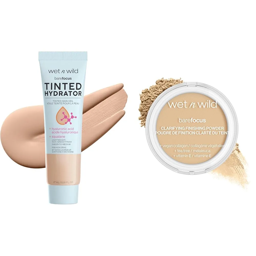 wet n wild Bare Focus Tinted Hydrator Matte Finish Light Makeup & Clarifying Finishing Powder Light-Medium